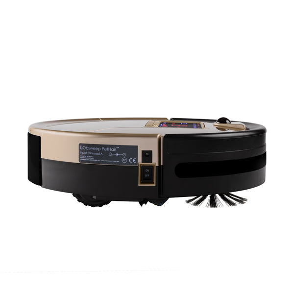 bObsweep PetHair Robotic Vacuum Cleaner and Mop side view in champagne