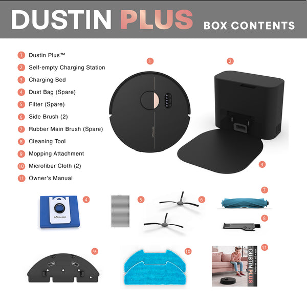 Dustin Plus Self-emptying Robot Vacuum & Mop