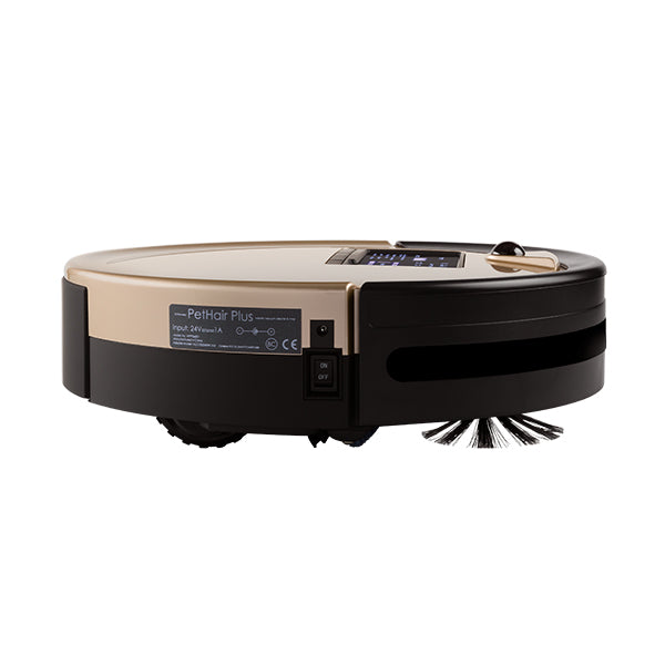 Bob PetHair Plus Robotic Vacuum Cleaner and Mop side view in champagne