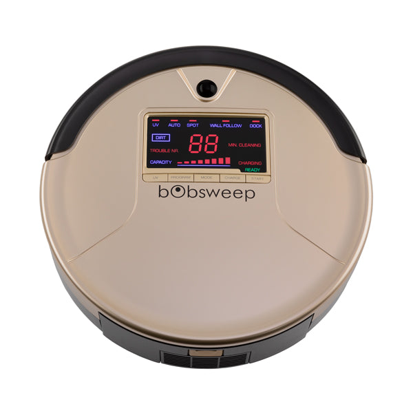 bObsweep PetHair Robotic Vacuum Cleaner and Mop top view in champagne